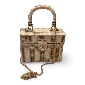 Rattan mini unbranded bag with gold toned hardware - crossbody or handbag